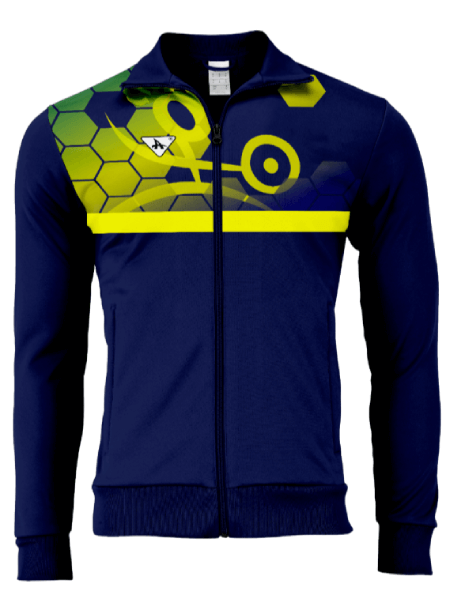 Chaqueta azul con panal de abejas